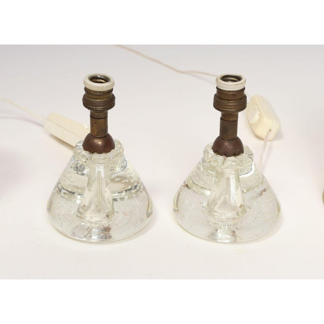 1950s Vintage Diminutive Italian Blown Art Glass Boudoir Bedside Table Lamps - a Pair For Sale - Image 5 of 12