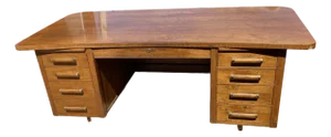 1960s Alma Company Vintage Mid Century Modern Walnut Executive Desk