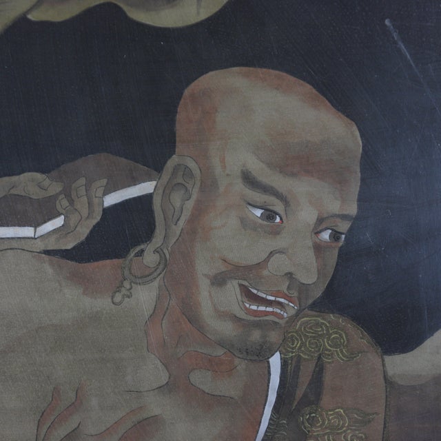 Religious Luohan Studying Sutras – Fine Buddhist Painting on Paper | 1970s-1980s Reproduction For Sale - Image 3 of 11