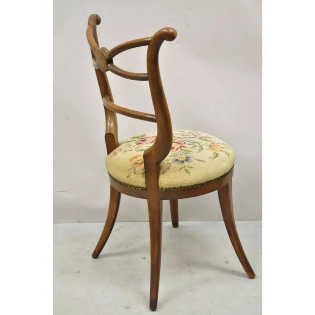 Early 20th Century Vintage Italian Biedermeier Saber Leg Accent Side Chair With Needlepoint Seat For Sale - Image 10 of 12