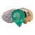 Pear Shape Colombian Emerald and Diamond Ring in 14k Yellow Gold, Size 6 For Sale