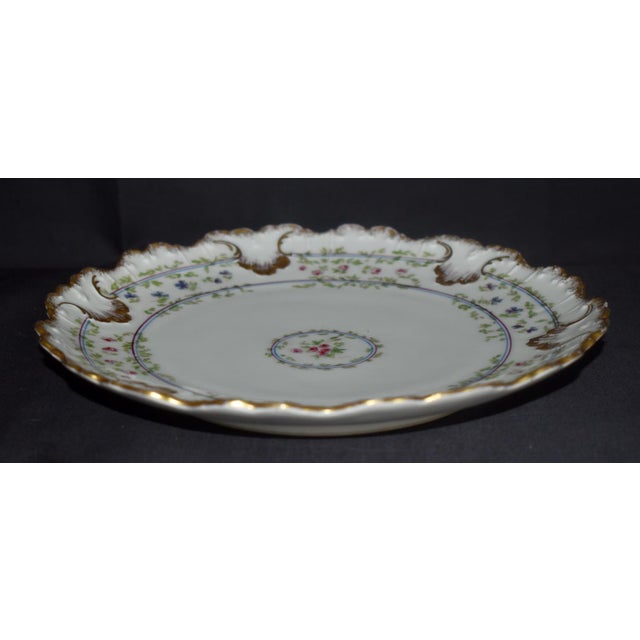 Limoges B and H France Floral Garlands Dinner Plate Brushed Double Gold For Sale - Image 9 of 15