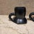 Modern Pottery Coffee Mugs by Unknown Artist, Textured Black, 1983 For Sale - Image 4 of 12