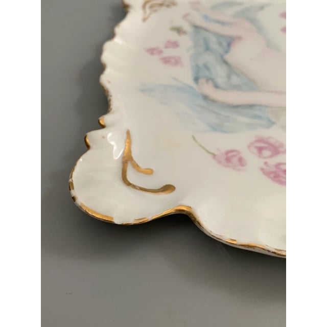 White Antique 1900s Art Nouveau Belle Epoque Limoges Porcelain Jean Pouyat Hand Painted Cake Dish Plate For Sale - Image 8 of 13