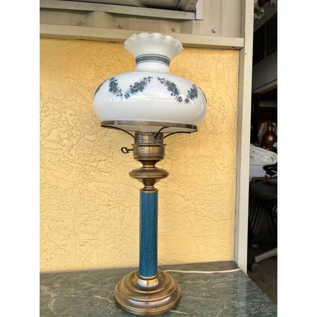 Mid 20th Century Mid 20th Century Glass Shade Lamp For Sale - Image 5 of 10
