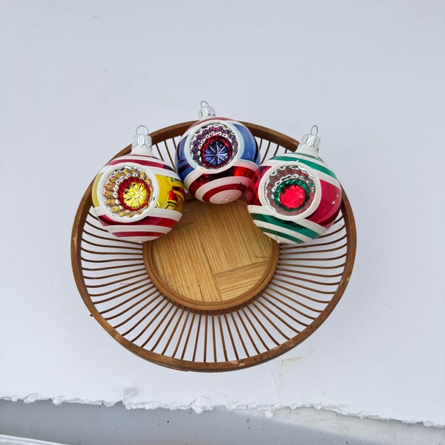 Set of three Kurt Adler style ornaments with the indented portion, also known as a reflector. Super retro look, but with...