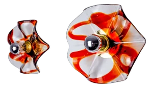 Large Orange Murano Glass Floral Sconces from La Murina, Italy, 1970, Set of 2