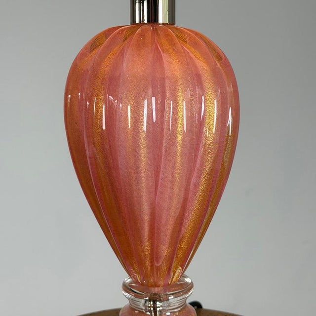 Metal Pink Murano Glass Table Lamps from Barovier & Toso, 1970s, Set of 2 For Sale - Image 7 of 15