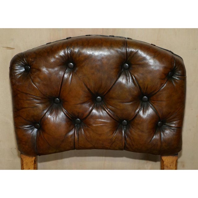 Hollywood Regency Antique Regency Brown Leather & Oak Chesterfield Desk Chair, 1820s For Sale - Image 3 of 18