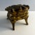 Miniature vintage French casket trinket box with legs. Silk interior. Unmarked. Floral decoration of pansy like flowers....