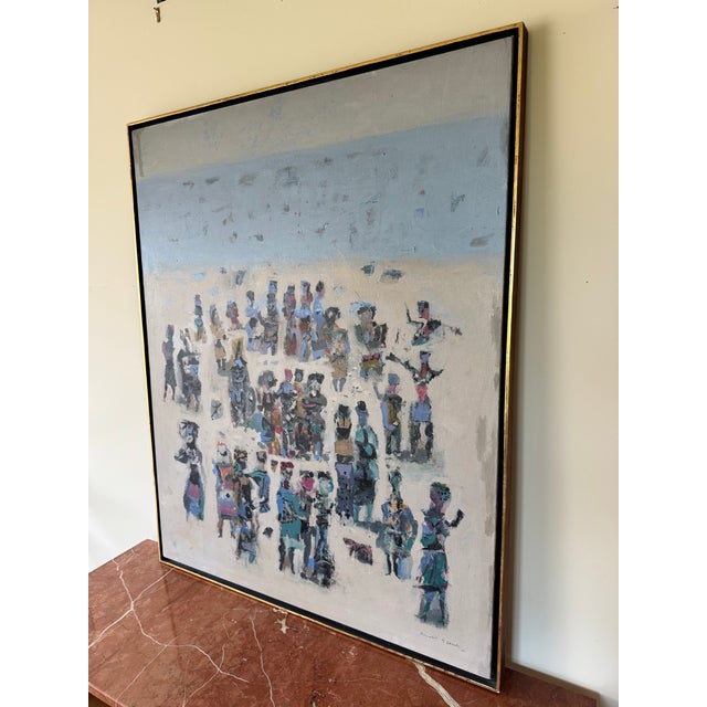 Blue Arnold Blanch “Untitled (Figures by the Beach)” Oil on Canvas, 1960 For Sale - Image 8 of 12