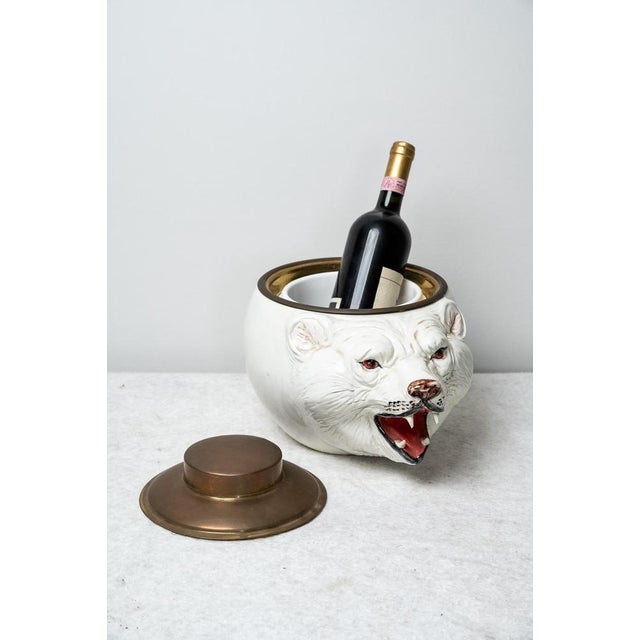 White Glazed Ceramic Ice Box, 1970s For Sale - Image 6 of 7