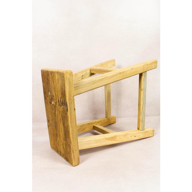 Vintage Rustic Stool in Elm For Sale - Image 4 of 5