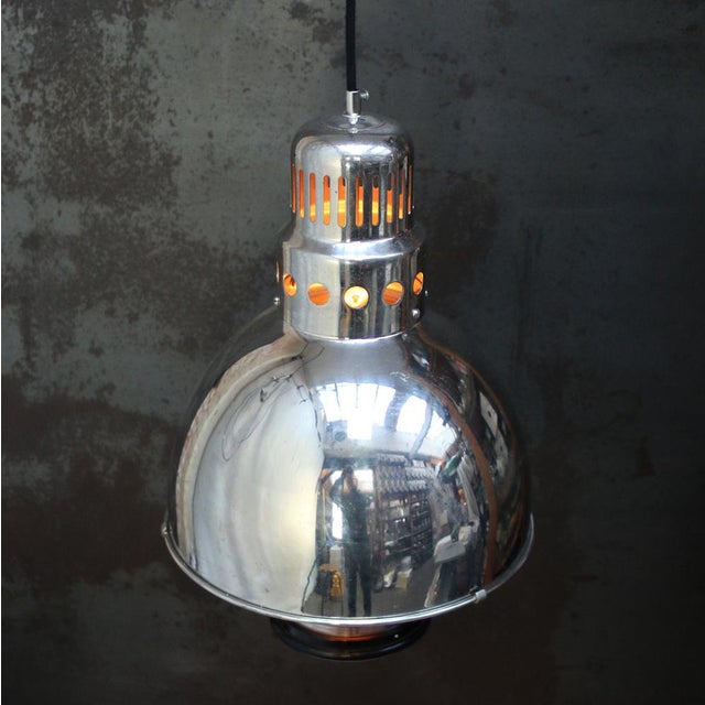 Vintage French Chrome Metal Medical Pendant Light For Sale - Image 4 of 5