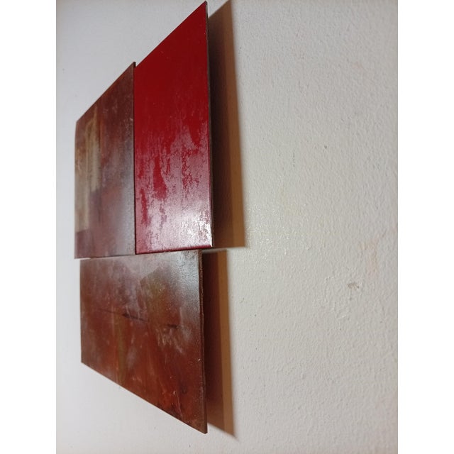 Coffee Contemporary Abstract Rust, Varnish and Aerosol on Metal "N 34 " by Andre Debono For Sale - Image 8 of 11