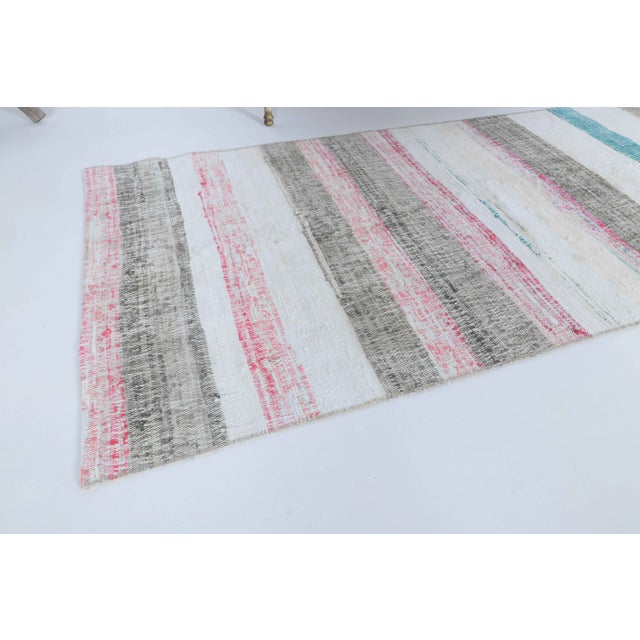 Vintage Turkish Hand-Knotted Wool Cotton Beige Kilim Runner For Sale - Image 6 of 11