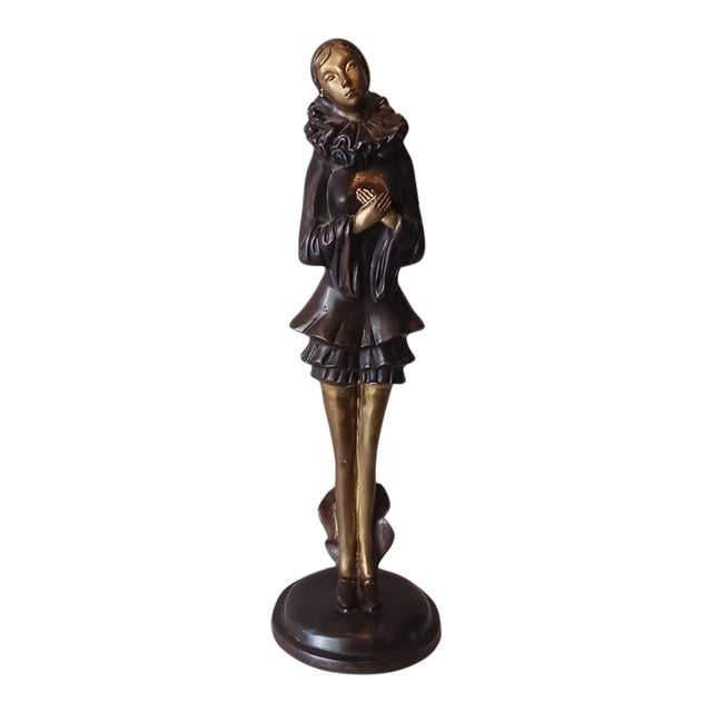 Art Deco Haunting Bronze Statuette of Pierrette 17" Tall! For Sale