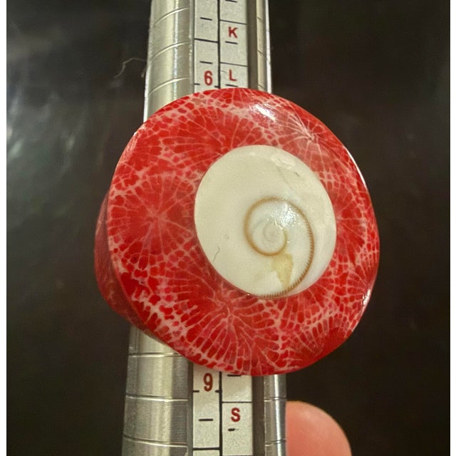 Vintage SAJEN Red Fosil Coral Shell Spiral Ring Sz 8 Sterling Silver Excellent condition no damages Size 8 The Vintage...