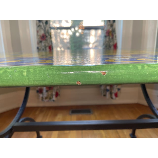 1990s 1990s Signed Domiziani Deruta Hand-Painted Italian Lava Stone Dining Table (70”x39”) Positano Design, Imported From Italy For Sale - Image 5 of 9
