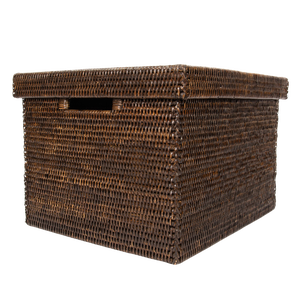 Artifacts Rattan Storage Box with Lid - Letter File, Tudor Black