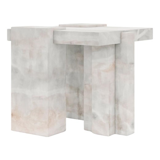 Auguste Piece 02 White Onyx Limited Edition Side Table by Tristan Montabord-Marc For Sale