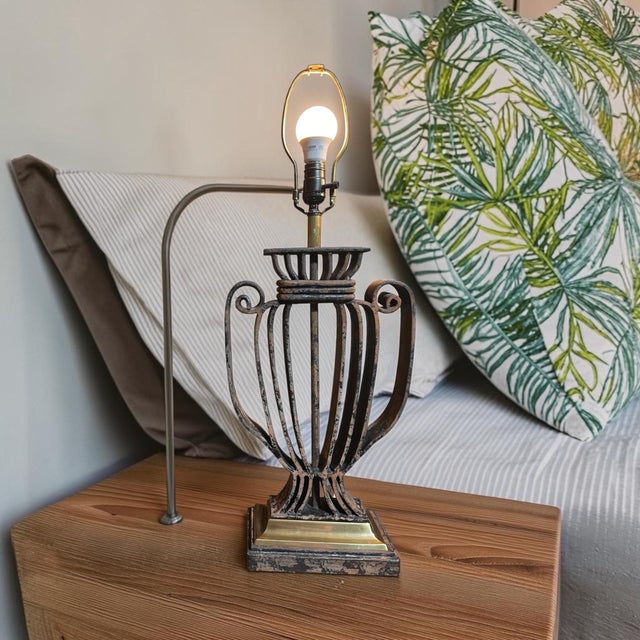 1991 Monumental Chapman Patinated Iron & Brass Urn Table Lamps - a Pair For Sale In West Palm - Image 6 of 11