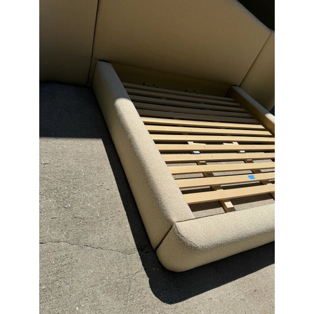 Contemporary Caracole Luna Winged Upholstered Platform King Bed For Sale - Image 3 of 12