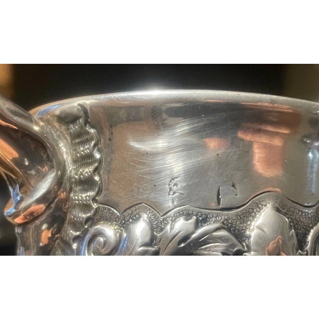 Silver Antique 18th Century Irish Dublin Tooled Sterling Silver Chased Mug Cup Stein For Sale - Image 8 of 15