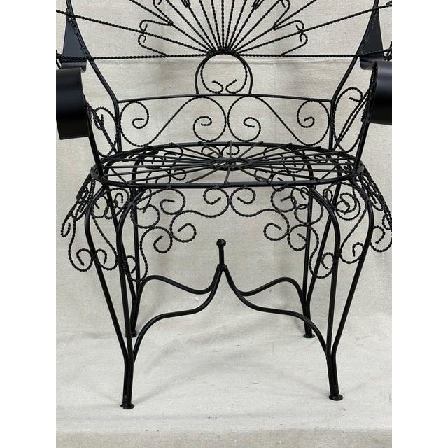 Black 1950s Salterini Peacock Bench and Chair Set, Restored and Ready to Place, 2 Pieces, Attributed For Sale - Image 8 of 12