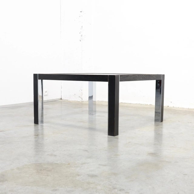 Silver Minimalist Side Table in Chrome and Wood, 1970s For Sale - Image 8 of 18