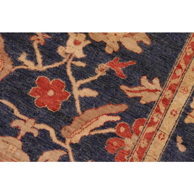 Shabby Chic Ziegler Blue Tan Hand-Knotted Wool Rug - 8'2'' X 9'11'' For Sale In New York - Image 6 of 8
