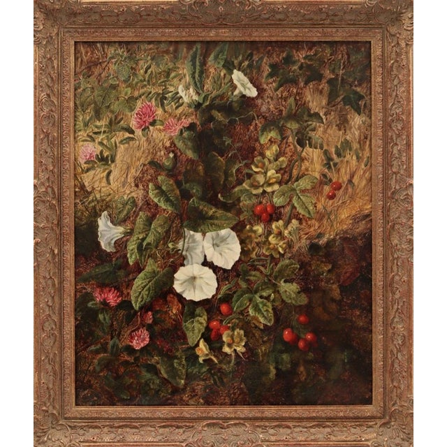 Oliver Clare, Still Life with Flowers and Fruit, 19th Century, Oil Painting on Canvas For Sale - Image 3 of 6