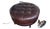Ethan Allen Nassau 37" Round Leather Ottoman — Custom, Tufted, Excellent Condition For Sale