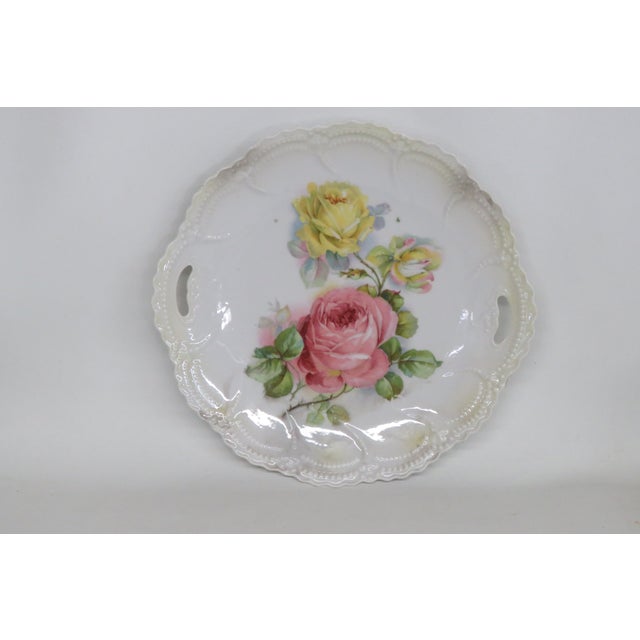 Cream Leuchtenburg Germany Rose Raised Design Scalloped Edge 4592b For Sale - Image 8 of 13
