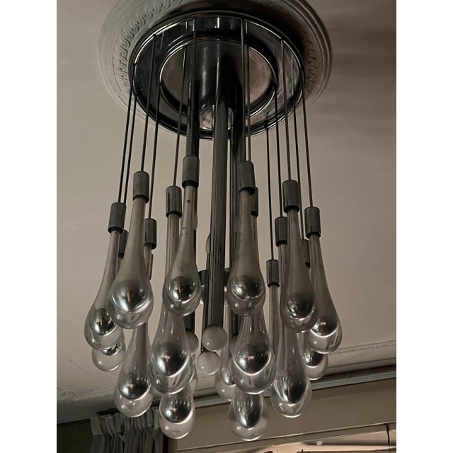 Vintage Chandelier in Chrome Steel and Murano Glass from Venini, 1970s For Sale - Image 10 of 17