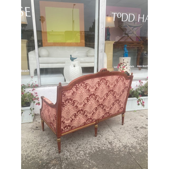 Louis XVI Style Venetian Loveseat With Original Stained Red With Gilt Finish For Sale - Image 9 of 13