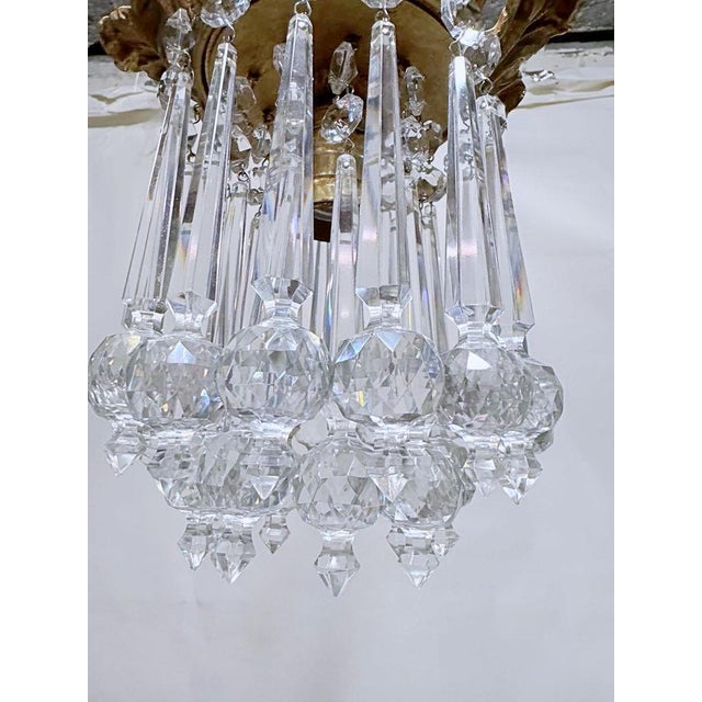 Metal Vintage Brass Upside Down Layered Cake Chandelier For Sale - Image 7 of 7