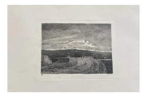November - Original Etching by Carlo Lovera, After Enrico Ghisolfi - 1870