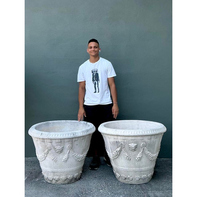Vintage Monumental Cast Concrete Planters For Sale In West Palm - Image 6 of 12