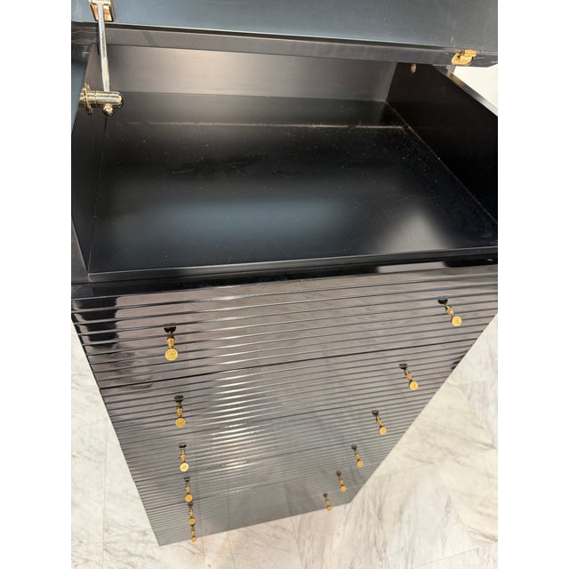 1960s Pierre Cardin Black Lacquered Commode With Brass Details For Sale - Image 16 of 16