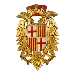 Late 20th Century Coat of Arm Double Head Eagle Shield European Plaque Sign For Sale