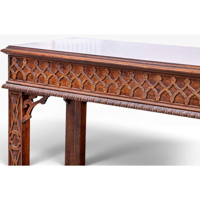 Vintage Henredon Chinese Chippendale Carved Mahogany Console Table For Sale In Portland, ME - Image 6 of 10