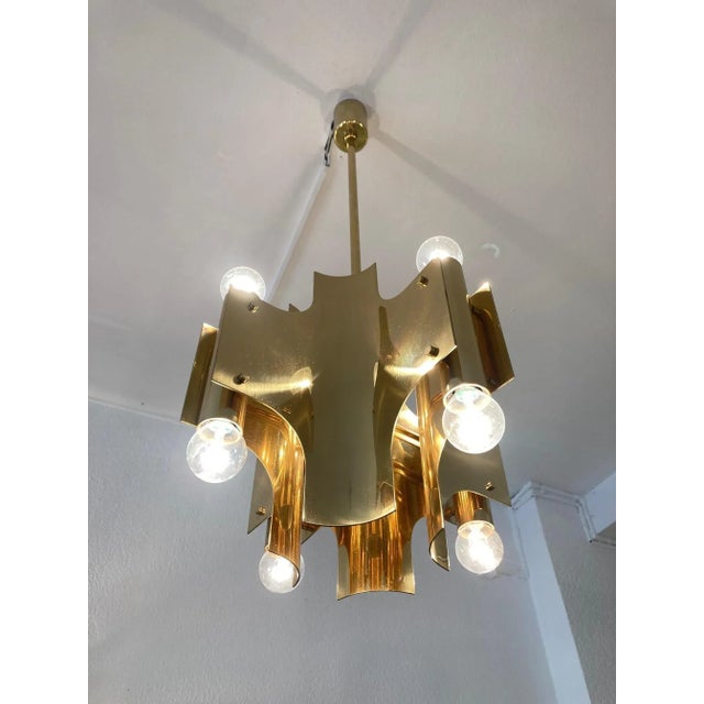 Vintage Italian Brass Pendant by Gaetano Sciolari, 1970, in Very Good conditions. Designed 1970 to 1979 This piece is...