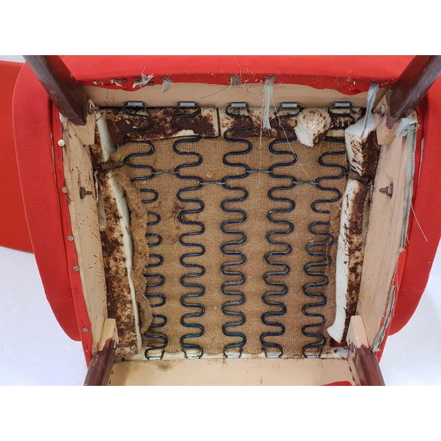 Red Vintage Rockabilly Chair in Beech and Red Jersey Wool by Marco Zanuso, 1950s For Sale - Image 8 of 13