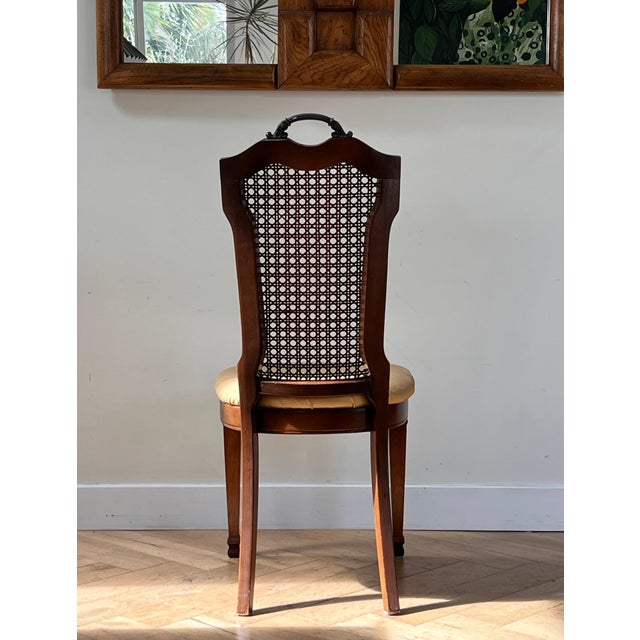Metal Antique Carved Wood & Cane Dining Chair For Sale - Image 7 of 12