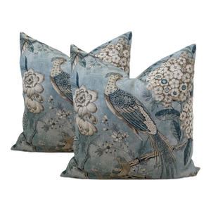 Anna French Villeneuve Aqua Down Filled Pillows - A Pair