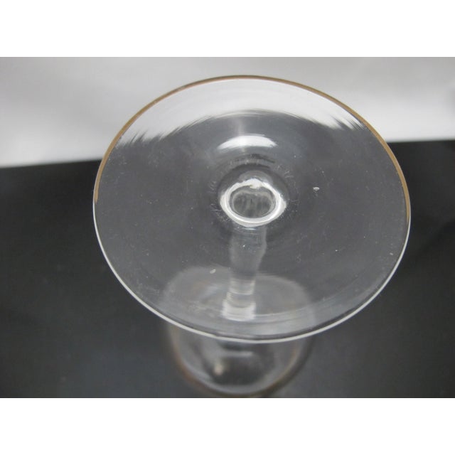 Transparent MCM Mid Century Modern Gold & Green Enamel Crystal Wine Glass Goblet Pair For Sale - Image 8 of 8