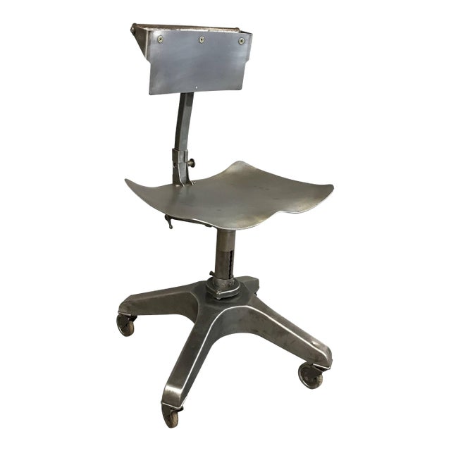 Mid 20th Century Industrial Steel Burroughs Adjustable Posture Office Chair For Sale