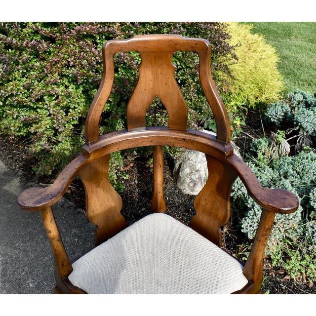 Antique Unique High Back Queen Anne Style Corner Chair Distressed Finish For Sale - Image 11 of 12