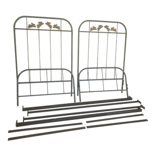 'Jumping Bunny' Twin Iron Beds by Corsican - A Pair For Sale